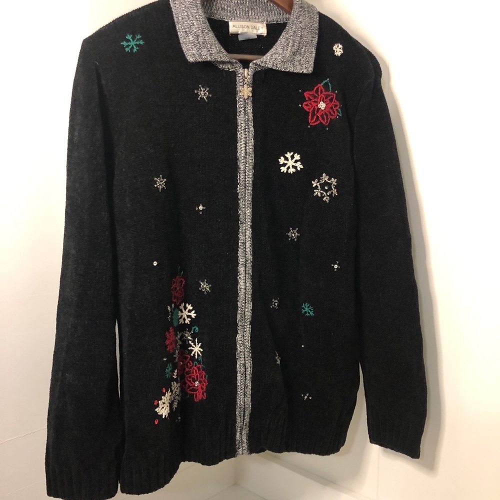 Allison Daley Christmas Sweater with sparkle embellishments - size large